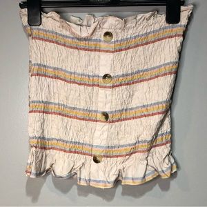 Style Envy Stripped Button Strapless Tube top